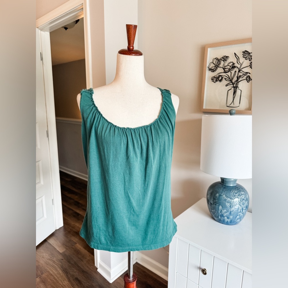 Green Cotton Gathered Tank PM